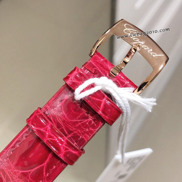 蕭邦情人限量版-躍動的心石英鱷魚皮女士腕表 蕭邦快樂鑽系列女表  gjs2235
